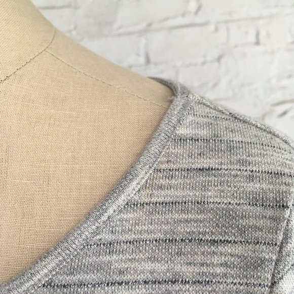 Long sleeve dress heather gray knit drawstring tie WHBM Small sweater dress - Picture 8 of 10